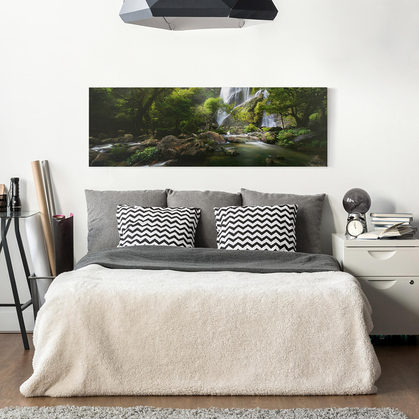 Leinwandbild Gebirgsbach II - Grün - 120 x 40 x 2 cm - Breite: 120 cm