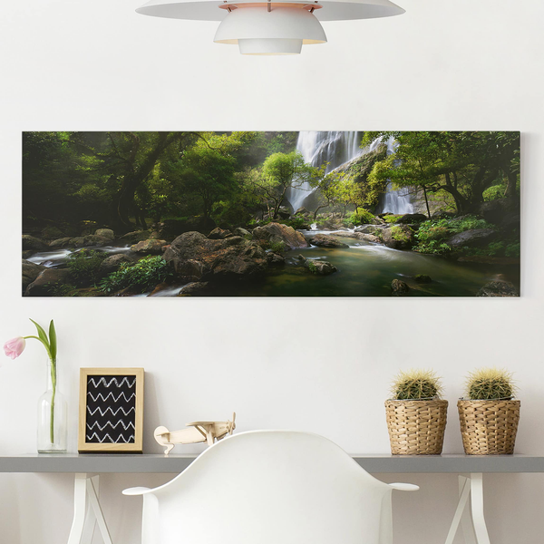 Leinwandbild Gebirgsbach II - Grün - 120 x 40 x 2 cm - Breite: 120 cm