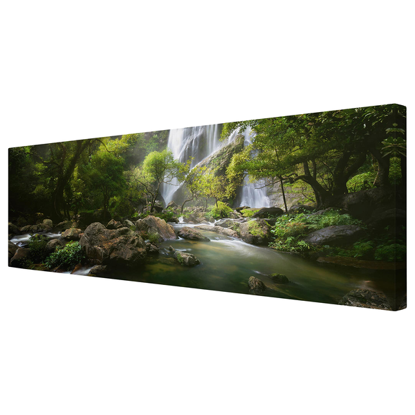 Leinwandbild Gebirgsbach II - Grün - 120 x 40 x 2 cm - Breite: 120 cm