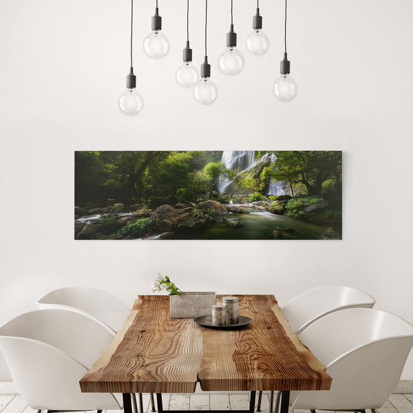 Leinwandbild Gebirgsbach II - Grün - 120 x 40 x 2 cm - Breite: 120 cm