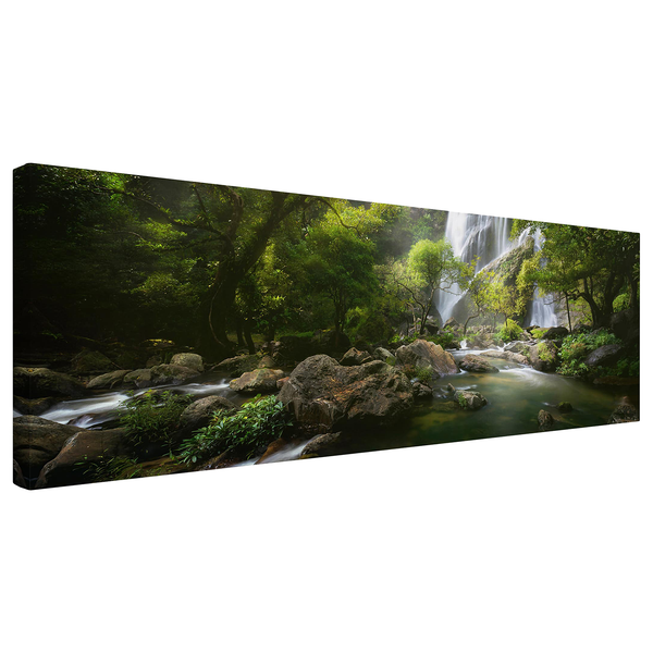 Leinwandbild Gebirgsbach II - Grün - 120 x 40 x 2 cm - Breite: 120 cm