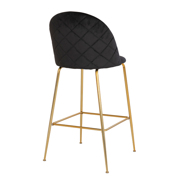 Barstuhl Maxou I (2er-Set) - Samt / Stahl - Schwarz