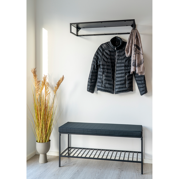 Garderobenbank Vapi - Webstoff / Metall - Schwarz