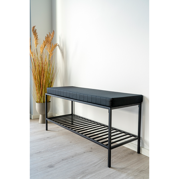 Garderobenbank Vapi - Webstoff / Metall - Schwarz