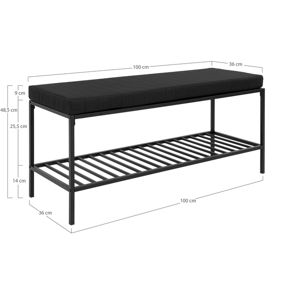Garderobenbank Vapi - Webstoff / Metall - Schwarz
