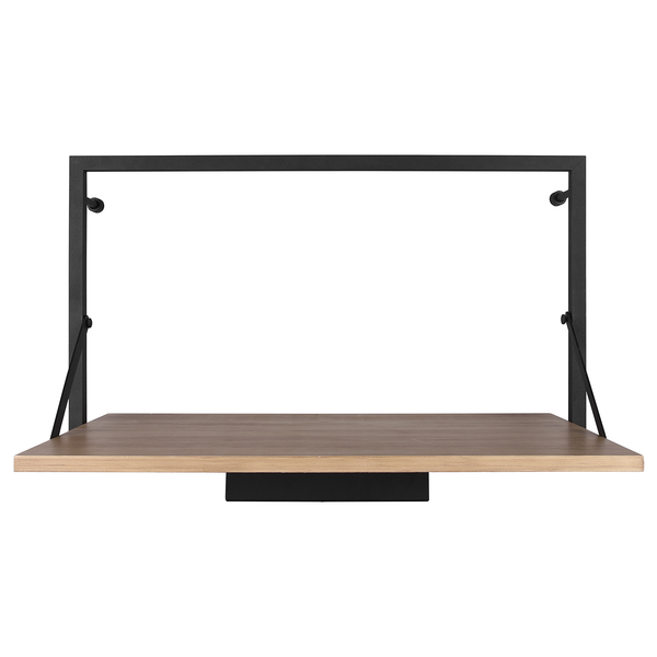 Wandregal Legno I - Inkl. Beleuchtung - Eukalytpus massiv / Metall - Eukalyptus / Schwarz - Breite: 50 cm