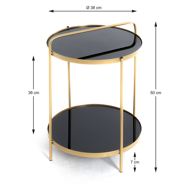 Beistelltisch Warwick - Glas / Metall - Schwarz / Gold