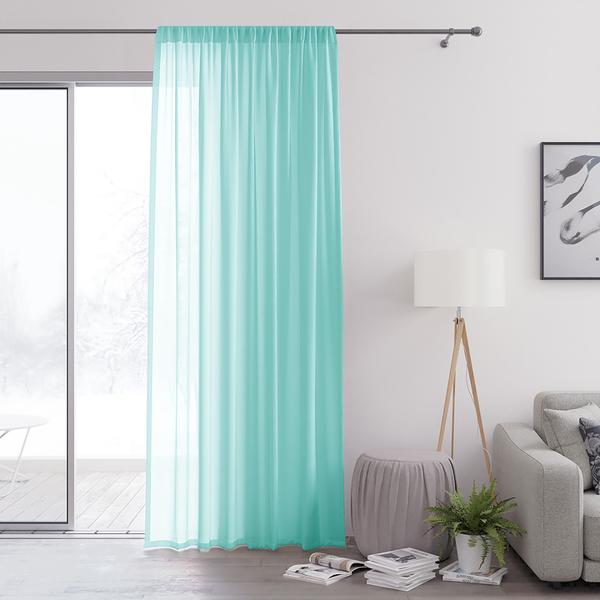 Vorhang mit Kräuselband Oilie - Polyester - Türkis - 140 x 270 cm
