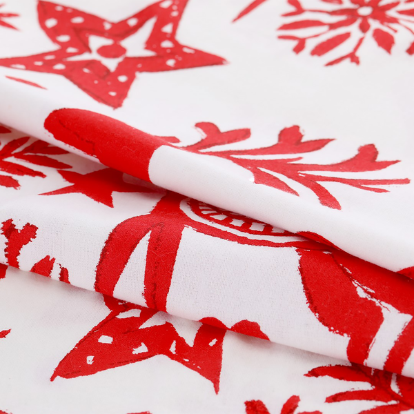 Bettwäsche Rudi - Baumwolle - Rot / Weiß - 155 x 220 cm + Kissen 80 x 80 cm