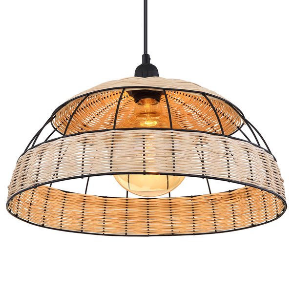 Pendelleuchte Strahler - Rattan / Eisen - 1-flammig