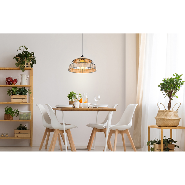 Pendelleuchte Strahler - Rattan / Eisen - 1-flammig