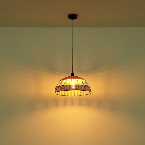 Pendelleuchte Strahler - Rattan / Eisen - 1-flammig