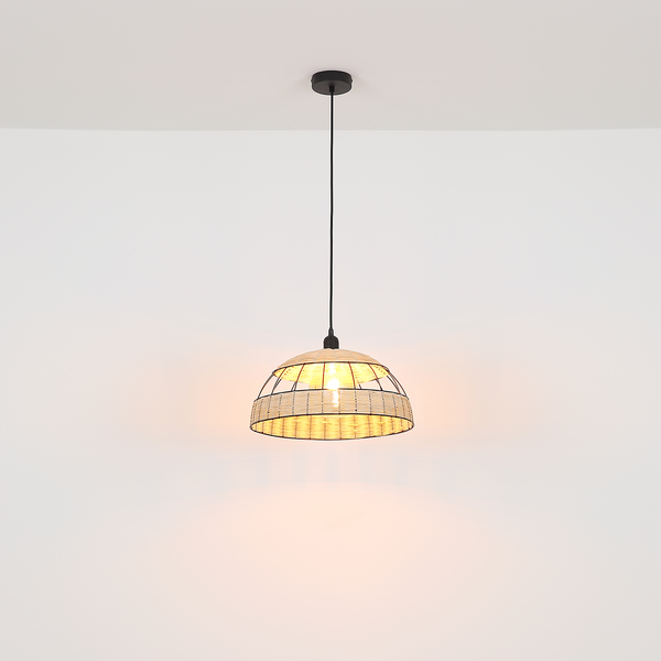 Pendelleuchte Strahler - Rattan / Eisen - 1-flammig