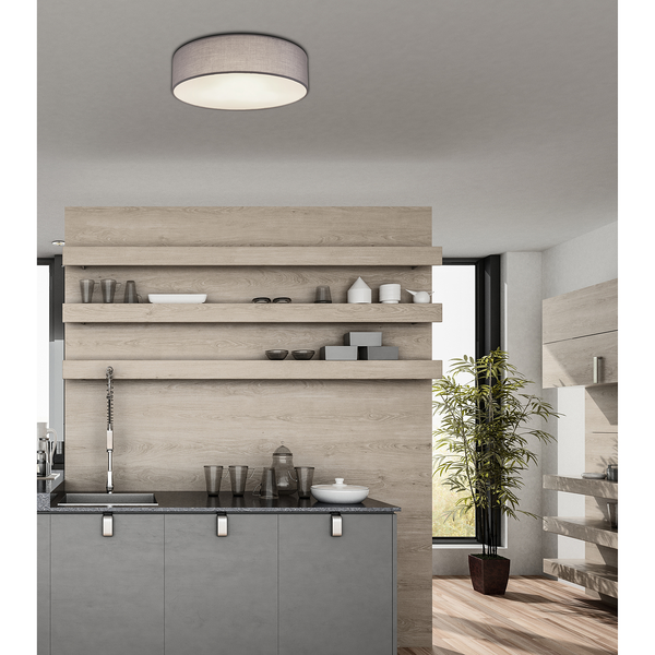 Deckenleuchte Sanna I - Flachgewebe / Eisen - 3-flammig