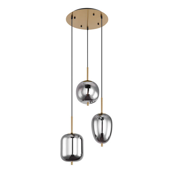 Pendelleuchte Blacky II - Glas / Eisen - 3-flammig