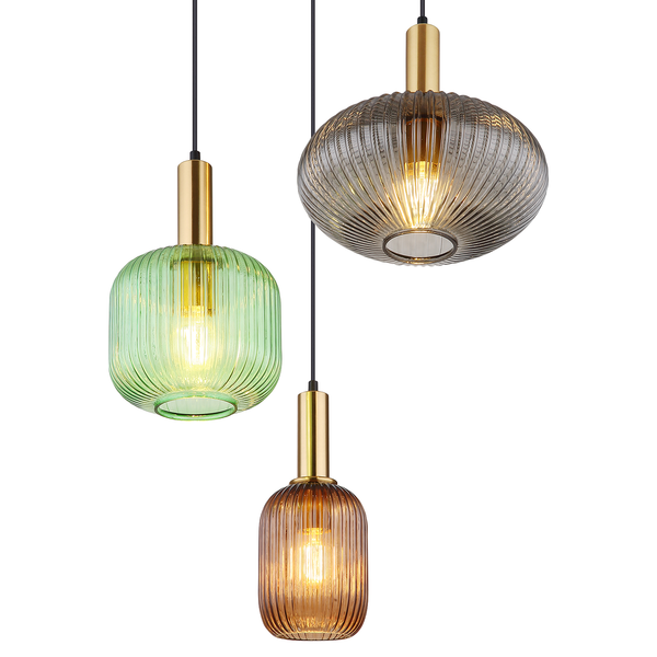 Pendelleuchte Normy Rund - Glas / Eisen - 3-flammig