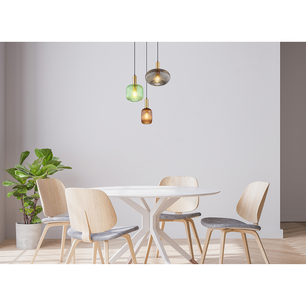 Pendelleuchte Normy Rund - Glas / Eisen - 3-flammig