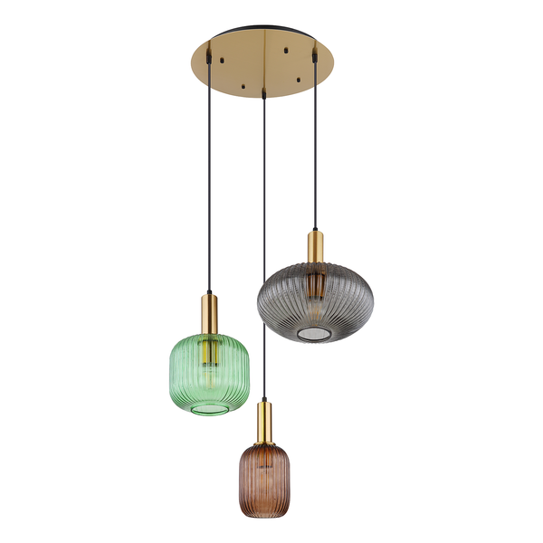 Pendelleuchte Normy Rund - Glas / Eisen - 3-flammig