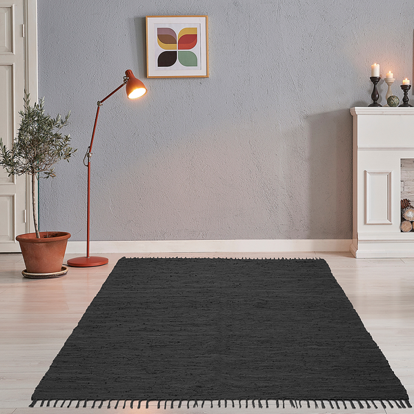 Teppich Happy Cotton - Baumwolle - Anthrazit - 70 x 140 cm