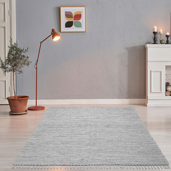 Teppich Happy Cotton - Baumwolle - Grau - 60 x 120 cm