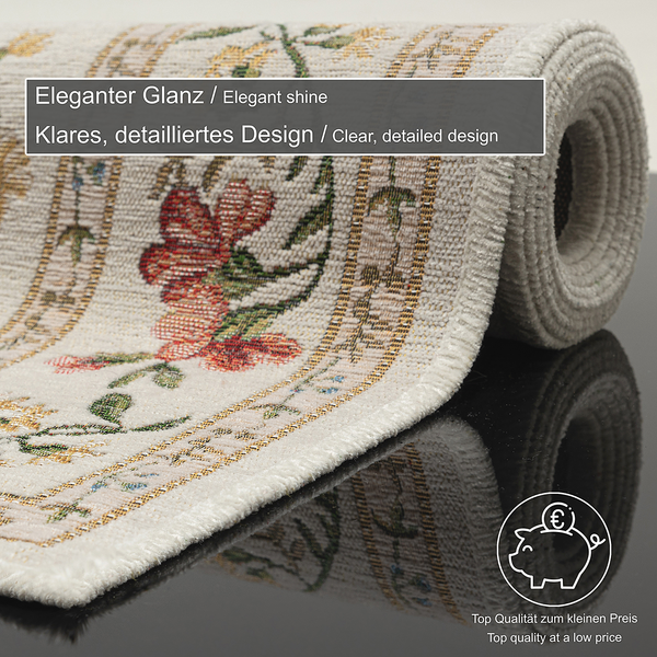 Kurzflorteppich Flomi Sagrini - Mischgewebe - Creme - 60 x 90 cm