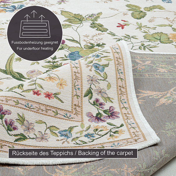 Kurzflorteppich Flomi Sagrini - Mischgewebe - Creme - 60 x 90 cm