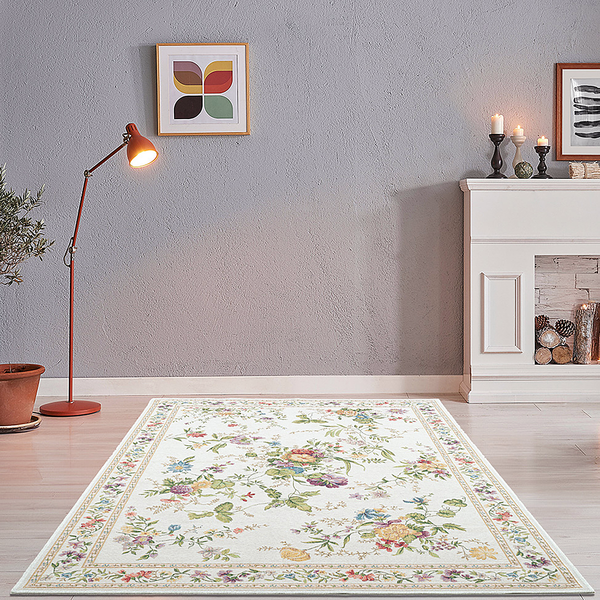 Kurzflorteppich Flomi Sagrini - Mischgewebe - Creme - 70 x 120 cm