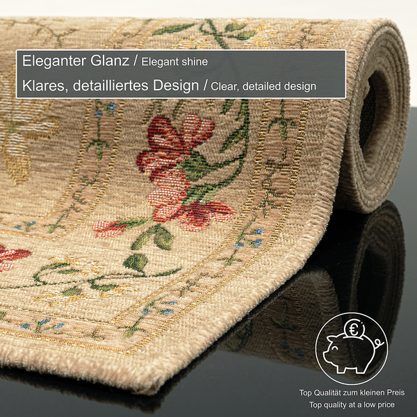 Kurzflorteppich Flomi Sagrini - Mischgewebe - Beige - 70 x 120 cm