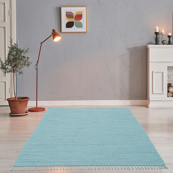 Teppich Happy Cotton - Baumwolle - Hellblau - 60 x 120 cm