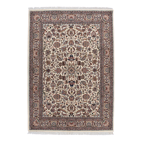 Wollteppich Benares Isfahan - 100 % Schurwolle - Beige - 70 x 140 cm