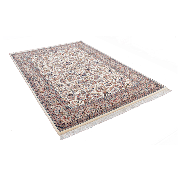 Wollteppich Benares Isfahan - 100 % Schurwolle - Beige - 70 x 140 cm
