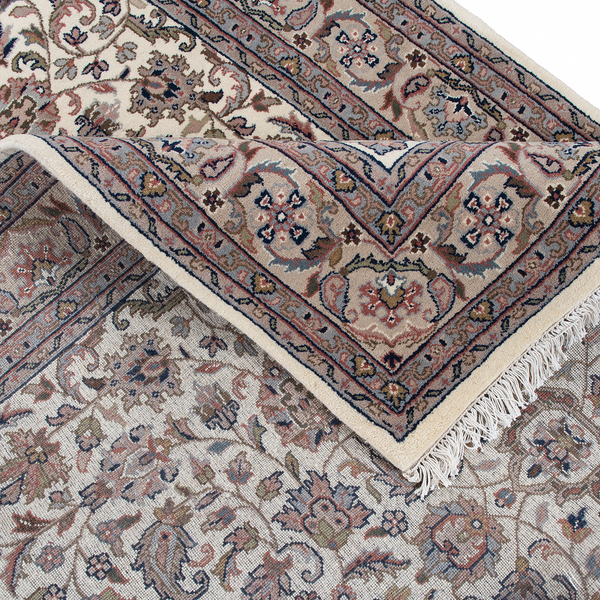 Wollteppich Benares Isfahan - 100 % Schurwolle - Beige - 70 x 140 cm