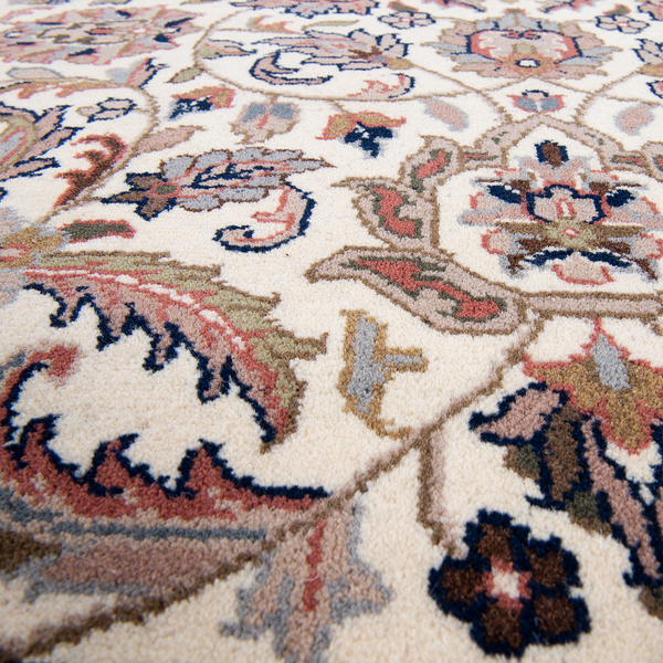 Wollteppich Benares Isfahan - 100 % Schurwolle - Beige - 70 x 140 cm