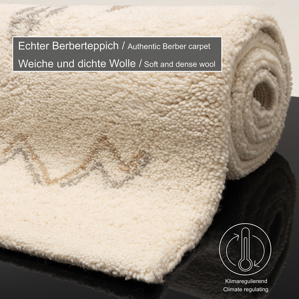 Wollteppich Hadj II - Schurwolle - Blanc - 70 x 140 cm