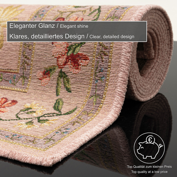 Kurzflorteppich Flomi Sagrini - Mischgewebe - Rosa - 70 x 120 cm