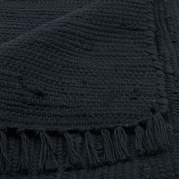 Teppich Happy Cotton - Baumwolle - Schwarz - 70 x 140 cm