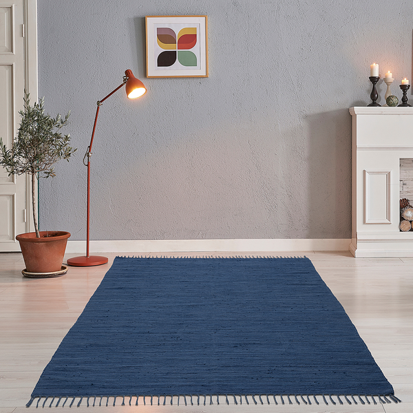 Teppich Happy Cotton - Baumwolle - Blau - 70 x 140 cm