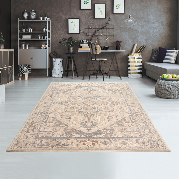 Wollteppich Floresti VII - Schurwolle - Beige - 80 x 150 cm