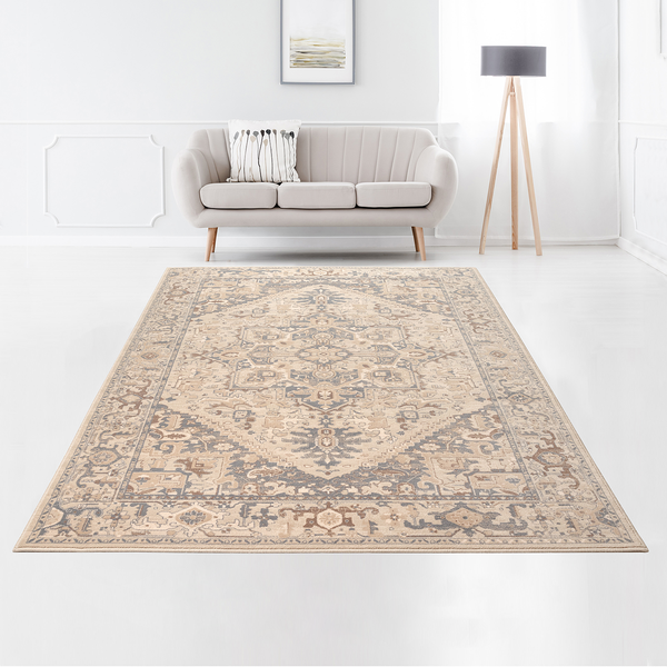 Wollteppich Floresti VII - Schurwolle - Beige - 80 x 150 cm