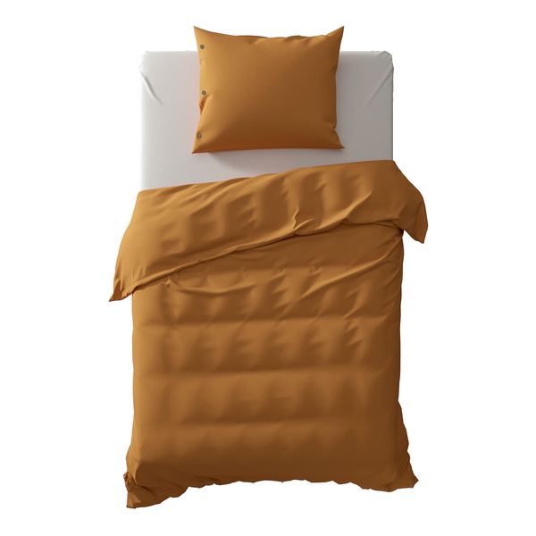 Bettwäsche Percale - Baumwolle Perkal - Cognac - 135 x 200 cm + Kissen 80 x 80 cm
