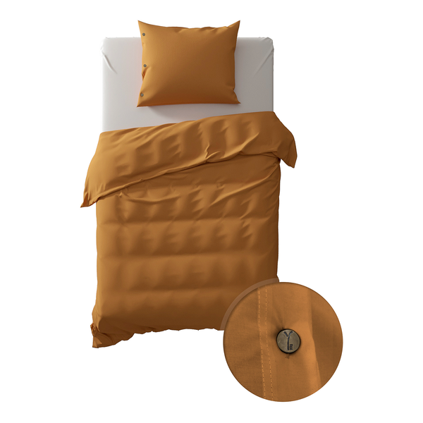 Bettwäsche Percale - Baumwolle Perkal - Cognac - 135 x 200 cm + Kissen 80 x 80 cm