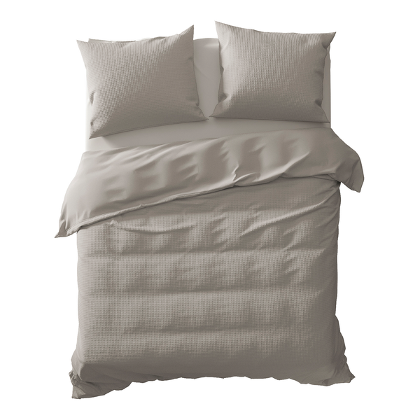 Bettwäsche Cialda - Baumwollstoff - Silbergrau - 140 x 200/220 cm + Kissen 70 x 60 cm