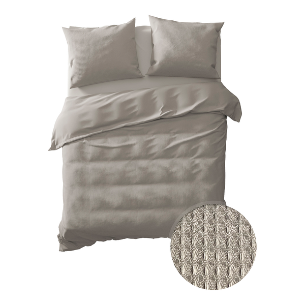 Bettwäsche Cialda - Baumwollstoff - Silbergrau - 140 x 200/220 cm + Kissen 70 x 60 cm