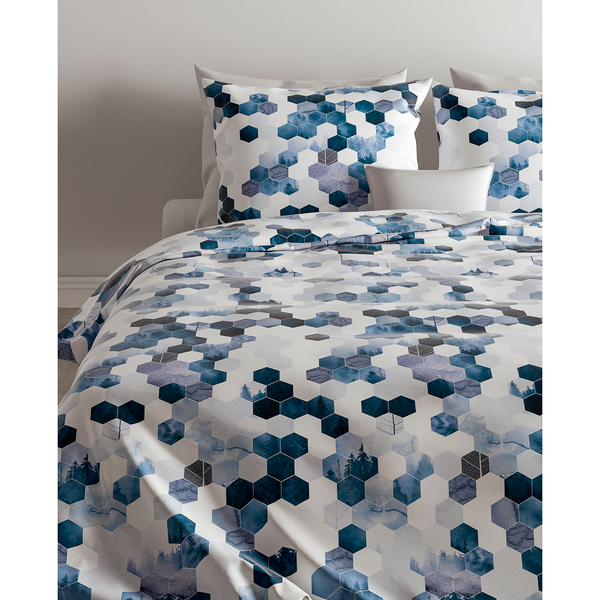 Bettwäsche Neo - Baumwollstoff - Blau - 200 x 200/220 cm + 2 Kissen 70 x 60 cm