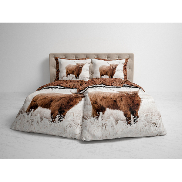 Wendebettwäsche Curtis - Satin - Braun - 135 x 200 cm + Kissen 80 x 80 cm