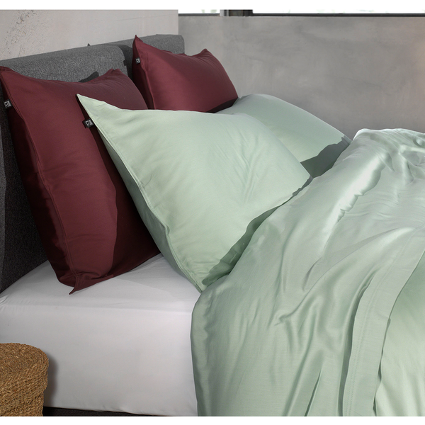 Kissenbezug Satinado II (2er-Set) - Baumwolle Satin - Hellgrün - 50 x 50 cm