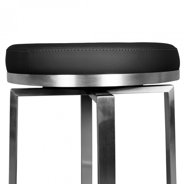 Barhocker Layla - Kunstleder / Edelstahl - Schwarz / Silber