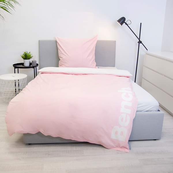 Bettwäsche Bench - Baumwollstoff - Rosa - 135 x 200 cm + Kissen 80 x 80 cm