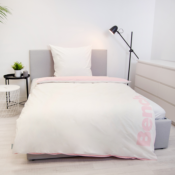 Bettwäsche Bench - Baumwollstoff - Rosa - 135 x 200 cm + Kissen 80 x 80 cm