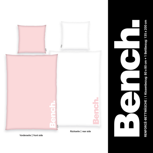Bettwäsche Bench - Baumwollstoff - Rosa - 135 x 200 cm + Kissen 80 x 80 cm